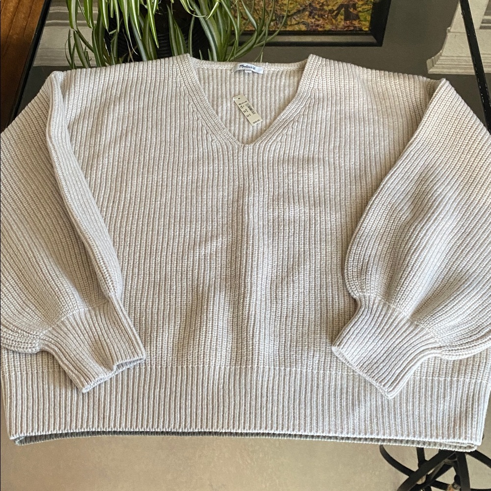 NEW Madewell V-Neck Knitted Sweater, Size XL